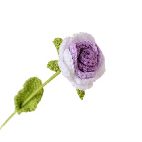 HYBZDKEOP，Gestrickte Blumen，Häkelblumen, Knitting Crochet Hand Woven Rose Flowers Wedding Bridal Artificial Flower Bouquet Home Decoration(Purple) von HYBZDKEOP