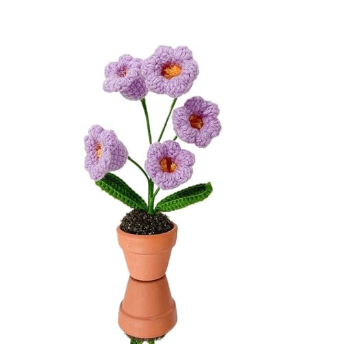 HYBZDKEOP，Gestrickte Blumen，Häkelblumen, Mini Crochet Potted Flower Hand-Pots Wedding Artificial Daisy Flower Desktop Decor(B4) von HYBZDKEOP