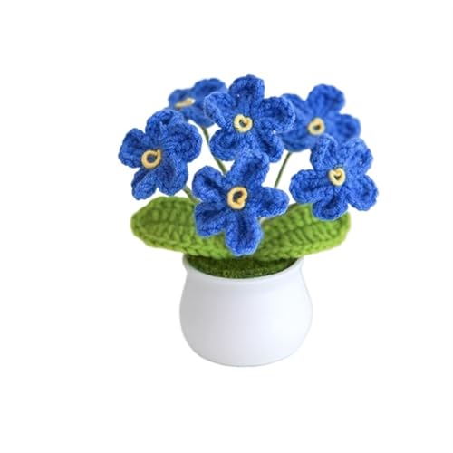 HYBZDKEOP，Gestrickte Blumen，Häkelblumen, Mini Crochet Potted Flower Hand-Pots Wedding Artificial Daisy Flower Desktop Decor(S5 10x5.5cm) von HYBZDKEOP