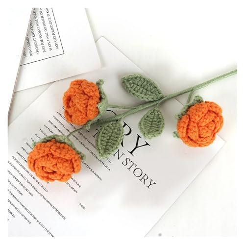 HYBZDKEOP，Gestrickte Blumen，Häkelblumen, Multi-Head Rose Artificial Knitted Bouquet Handmade Crochet Flowers Wedding Party Home Decoration(3) von HYBZDKEOP