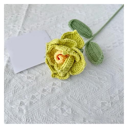 HYBZDKEOP，Gestrickte Blumen，Häkelblumen, Rose Artificial Flower Bouquet for Wedding Party Decoration Homemade Crochet Woven Flower(Green) von HYBZDKEOP