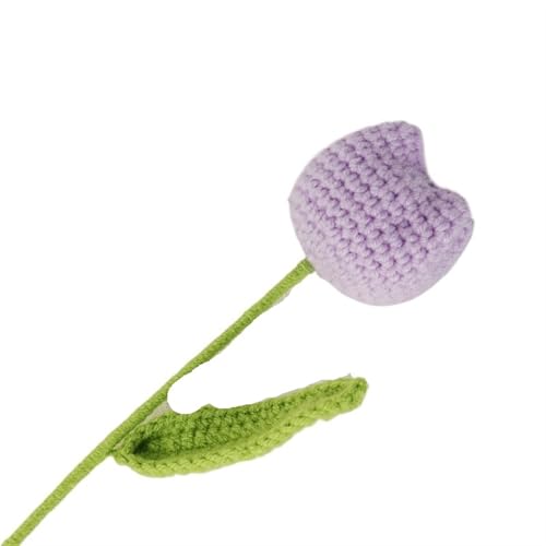 HYBZDKEOP，Gestrickte Blumen，Häkelblumen, Wool Crochet Hand-Knitted Tulip Artificial Flowers Bouquet Home Dining Table Decoration Accessories Room Decor(6pcs Light Purple) von HYBZDKEOP