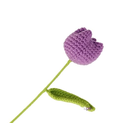 HYBZDKEOP，Gestrickte Blumen，Häkelblumen, Wool Crochet Hand-Knitted Tulip Artificial Flowers Bouquet Home Dining Table Decoration Accessories Room Decor(6pcs Purple) von HYBZDKEOP