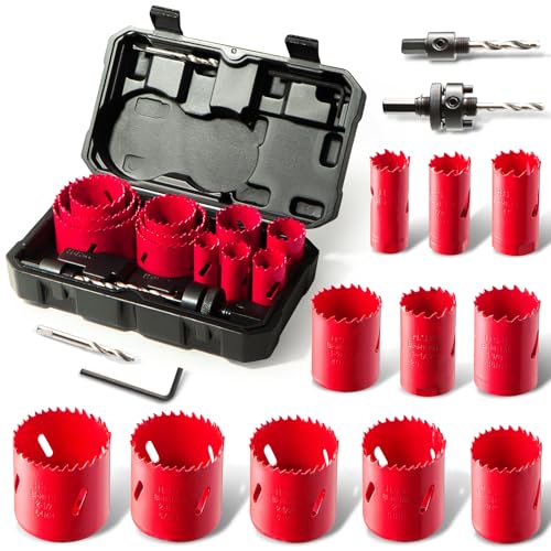 HYCHIKA Bimetall Lochsäge Set, 17tlg Lochbohrer Ø20mm-68mm, Maximale Schnitttiefe 40mm, Ideal zum Bohren von Weichmetall, Holz, PVC Platte und Kunststoffplatte von HYCHIKA BETTER TOOLS FOR BETTER LIFE