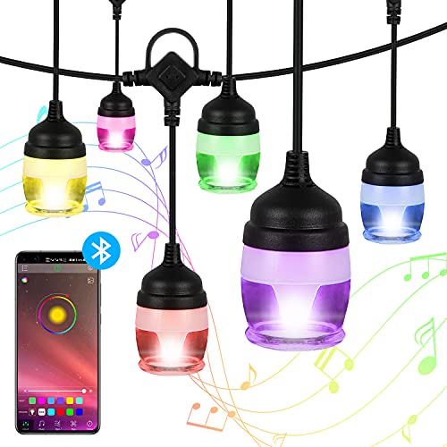 Lichterkette LED Außen, Lichterketten IP65 14m 16 Kristall Kugeln RGB+Warmweiß mit Bluetooth-Steuerung, 256 Modi, Außenleuchten DIY Deko Farbwechse für Innen und Außen Garten Hochzeiten Party von HYDONG