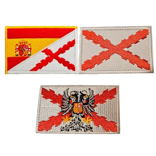 HYDROGELIX® Packung mit 3 Klett-Patches für Rucksack, Militär, Klett-Patch, Klett-Patch, spanische Flagge, Bergognenkreuz, für Rucksack, Taktik, Charge, Klettverschluss, Bergogne von HYDROGELIX