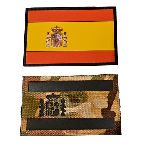 HYDROGELIX® Packung mit 3 Klett-Patches für Rucksack, Militär, Klett-Patch, Klett-Patch, spanische Flagge, Bergornenkreuz, für taktische Rucksäcke, Flicken, Rucksack, Klettverschluss (PVC-Camouflage) von HYDROGELIX