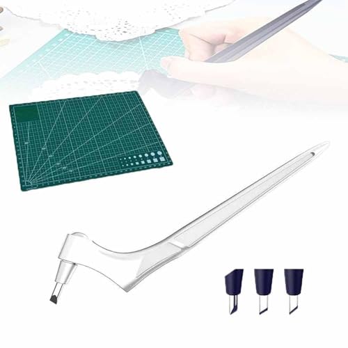 HYDZSWZX Bastel-Schneidewerkzeug-Stift, Bastel-Schneidemesser mit 3 verschiedenen 360-Grad-Handkreisel-Werkzeugen for Schneiden von Papier, Edelstahl, Bastel-Gravierstift, DIY-Basteln(White) von HYDZSWZX