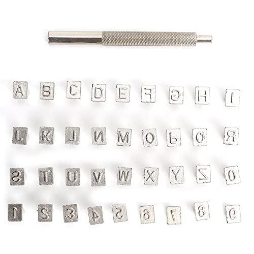 Alphabet-Stanzset aus legiertem Stahl, DIY-Handwerkzeug aus Leder für Taschen von HYEIUIRA