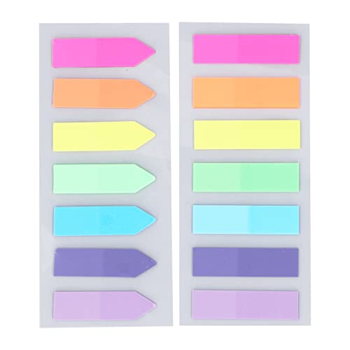 HYEIUIRA10 Sets klebrige Index-Tabs, abreißbar, selbstklebend, wiederverwendbar, 7 Farben, flacher Kopf, Pfeilspitze, zwei Stile, PET-Haftnotiz-Tabs von HYEIUIRA