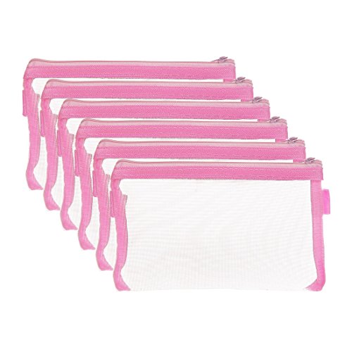 hyfan Reißverschluss Dateien Umschlag Ordner Tasche Atmungsaktiv Transparent Mesh-Tasche Dokumente Papier Aufbewahrungstasche für Büro Schulbedarf (PVC, 6 Stück) A4-Format rose von HYFAN