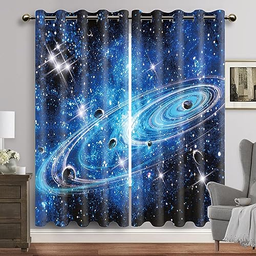 HYFBH Lila Galaxie-Fenstervorhänge, Weltraum-Planet, Ösen-Verdunklungsvorhang, Universum, Sterne, Vorhänge für Schlafzimmer, Sternenwald-Vorhänge BxH/2x140x230cm gardinen Blickdicht von HYFBH