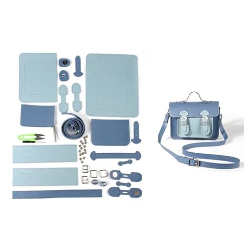 HYFEUOKF Leder Tasche Machen Kit DIY handgemachte Tasche Hand Nähen mit Nähwerkzeugen Umhängetasche Zubehör Pu Leder verstellbar Für die Herstellung von Taschen, Handtaschen, DIY(Blue) von HYFEUOKF