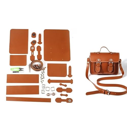 HYFEUOKF Leder Tasche Machen Kit DIY handgemachte Tasche Hand Nähen mit Nähwerkzeugen Umhängetasche Zubehör Pu Leder verstellbar Für die Herstellung von Taschen, Handtaschen, DIY(Brown) von HYFEUOKF