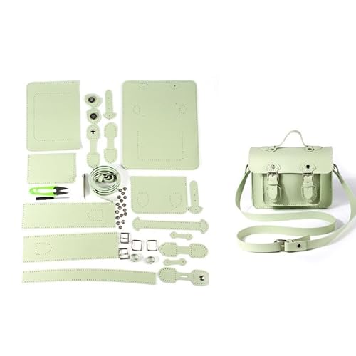 HYFEUOKF Leder Tasche Machen Kit DIY handgemachte Tasche Hand Nähen mit Nähwerkzeugen Umhängetasche Zubehör Pu Leder verstellbar Für die Herstellung von Taschen, Handtaschen, DIY(Green) von HYFEUOKF