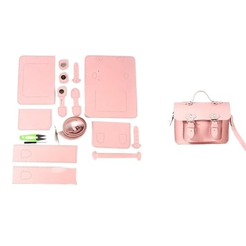 HYFEUOKF Leder Tasche Machen Kit DIY handgemachte Tasche Hand Nähen mit Nähwerkzeugen Umhängetasche Zubehör Pu Leder verstellbar Für die Herstellung von Taschen, Handtaschen, DIY(Pink) von HYFEUOKF