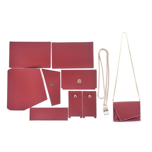 HYFEUOKF Leder Tasche Machen Kit Leder-Material-Set for Lippenstift, Make-up, Telefon, eine Umhängetasche, Handtasche, DIY, handgefertigt Für die Herstellung von Taschen, Handtaschen, DIY(Red Color) von HYFEUOKF