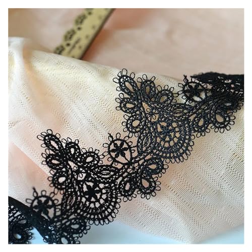 HYFEUOKF Spitze Applique 1 Yard Goldfarbenes Spitzenstoffband, metallische Stickereispitze for Nähen, Kuchenfransen, Hochzeitsbrautkleid, 5,5 cm breit Für Brautkleider, Dekoration(Black) von HYFEUOKF