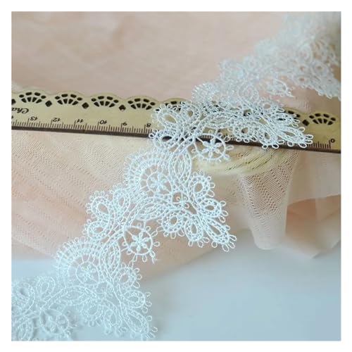 HYFEUOKF Spitze Applique 1 Yard Goldfarbenes Spitzenstoffband, metallische Stickereispitze for Nähen, Kuchenfransen, Hochzeitsbrautkleid, 5,5 cm breit Für Brautkleider, Dekoration(White) von HYFEUOKF