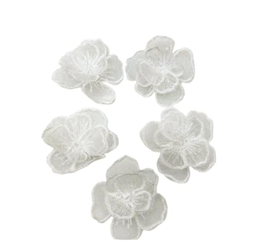 HYFEUOKF Spitze Applique 10 Stück/Set 4 cm 3D Blume Gold Elfenbein Mesh Bestickt Organza Spitze Applikation Luxus Pailletten DIY Spitze Stoff Trim Für Brautkleider, Dekoration(Ivory) von HYFEUOKF