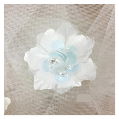 HYFEUOKF Spitze Applique 5 Stücke Blume Spitze Patch Applique for Hochzeit Kleid Haarnadel Brosche Zubehör Dentelle Parches Für Brautkleider, Dekoration(Style9 Blue) von HYFEUOKF