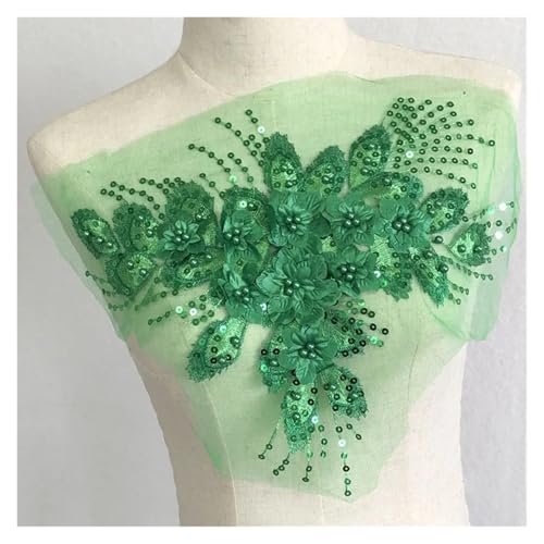 HYFEUOKF Spitze Applique Grüne Spitze Blumen Stickerei Patches Nähen auf Kleidung Kleid Chiffon Applikationen Reparatur Handarbeit Handwerk Für Brautkleider, Dekoration(Style12) von HYFEUOKF