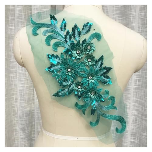 HYFEUOKF Spitze Applique Grüne Spitze Blumen Stickerei Patches Nähen auf Kleidung Kleid Chiffon Applikationen Reparatur Handarbeit Handwerk Für Brautkleider, Dekoration(Style14) von HYFEUOKF