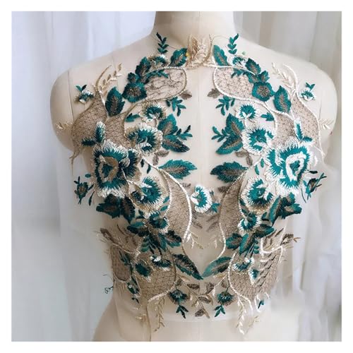 HYFEUOKF Spitze Applique Grüne Spitze Blumen Stickerei Patches Nähen auf Kleidung Kleid Chiffon Applikationen Reparatur Handarbeit Handwerk Für Brautkleider, Dekoration(Style3) von HYFEUOKF