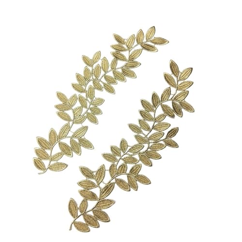 HYFEUOKF Spitze Applique Spiegelpaar Bestickte Aufnäher Goldene Guipure-Spitze Nähspitze for Kleid Applikation DIY Brautkopfschmuck Spitzenkragen Für Brautkleider, Dekoration(DA48) von HYFEUOKF