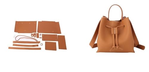 Leder Tasche machen Kit 1Set DIY handgemachte Handtasche Tasche Leder handgemachte Handwerk mit Hardware PU Leder Zubehör for Frauen Rucksack Für die Herstellung von Taschen, Handtaschen, DIY(Brown DI von HYFEUOKF