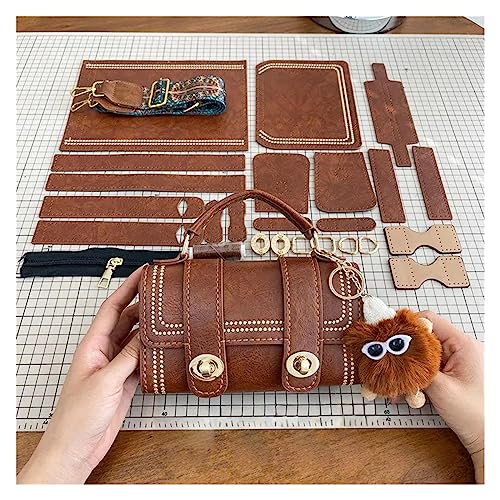 Leder Tasche machen Kit DIY Tasche Nähen Set Handtasche Schultergurt handgemachte PU Leder schwarz braun Tasche Zubehör mit Hardware Schnalle for Frauen Tasche Für die Herstellung von Taschen, Handtas von HYFEUOKF