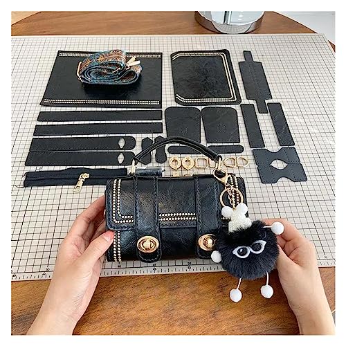 Leder Tasche machen Kit DIY Tasche Nähen Set Handtasche Schultergurt handgemachte PU Leder schwarz braun Tasche Zubehör mit Hardware Schnalle for Frauen Tasche Für die Herstellung von Taschen, Handtas von HYFEUOKF