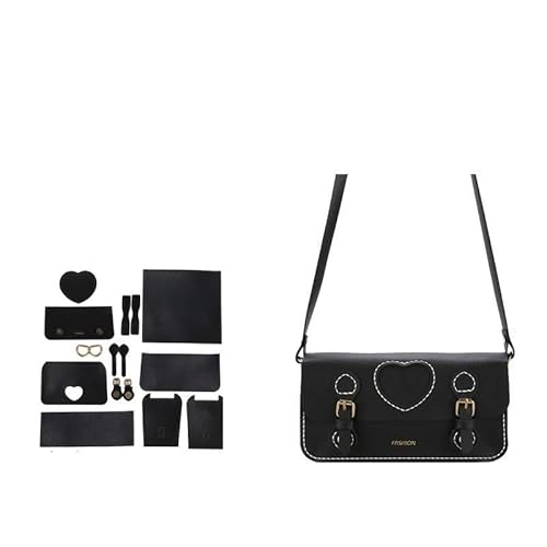 Leder Tasche machen Kit DIY handgemachte Material Set-Umhängetasche PU Leder flache Tasche unten Frauen Taschen handgemachte DIY Zubehör Für die Herstellung von Taschen, Handtaschen, DIY(Black) von HYFEUOKF