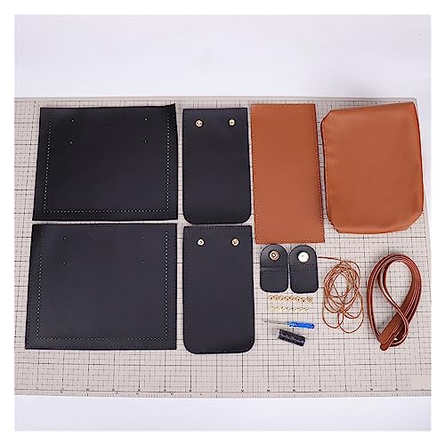 Leder Tasche machen Kit Handgefertigtes, gewebtes Ledertaschen-Set, Farbblock-Einkaufstasche, DIY-Material, selbstgemachtes Handnähen for Damen, Umhängetasche Für die Herstellung von Taschen, Handtasc von HYFEUOKF