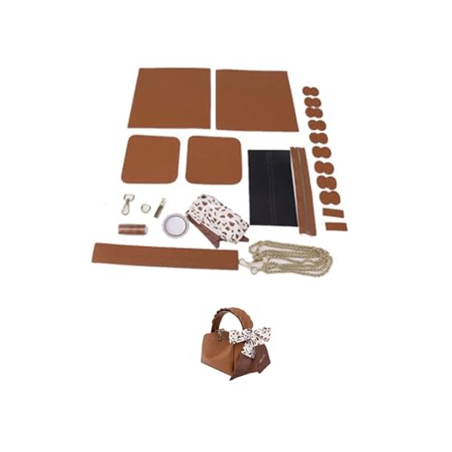 Leder Tasche machen Kit Zubehör Einfaches DIY-Handnähtaschen-Set Herstellungsset Handgefertigte Lederhandtasche Nähen Boston-Tasche mit Schultergurt for Frauen Für die Herstellung von Taschen, Handtas von HYFEUOKF