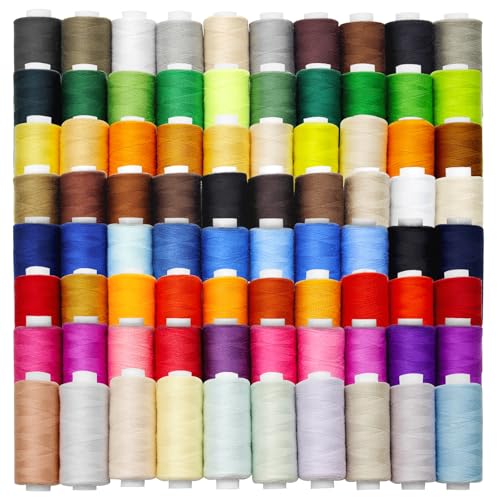 HYFTHOME Allzweck-Nähgarn, 400 m, verschiedene Farben, Polyester-Fäden für Nähmaschine, Nähmaschinenzubehör für Anfänger, Handnähen, Quilten, Overlock-Nähmaschinen, 80 Stück von HYFTHOME