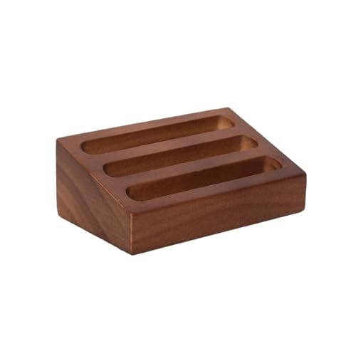 HYKJCSS Visitenkartenhalter für Laden Visitenkartenhalter Aus Holz, 3 Fächer, for Den Schreibtisch, Visitenkartenständer, Desktop for Büro, Arbeitszimmer, Zuhause Visitenkartenständer(Brown) von HYKJCSS