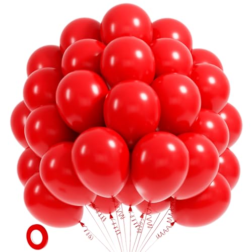 Rote Luftballons 50 Stück, 12 Zoll Rot Party Ballons Starke Verdicken Latex Rot Ballons für Weihnachten Valentinstag Muttertag Happy Birthday Hochzeiten Dekorationen von HYKJNBW