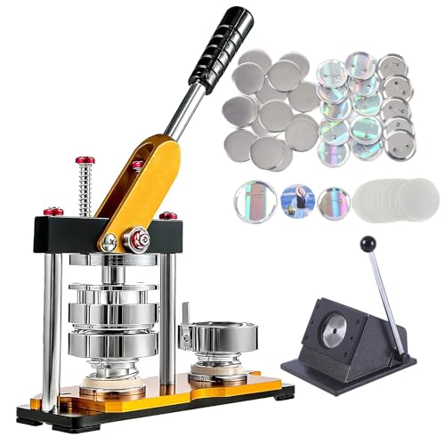 Abzeichen-Maschine, Button-Maker, DIY Pin-Abzeichen-Maschine mit 100 Zubehörteilen und Kreisschneider, Metall-Abzeichen-Presse-Set, Abzeichen-Herstellungs-Set, mehrere Größen für Sportveranstaltungen von HYQNG