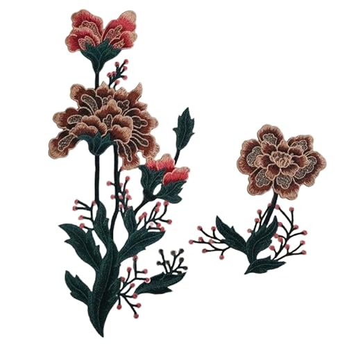 Gestickte Aufnäher, gestickte Aufkleber, 1 STK. Gelber Blumenblüten-Stickerei-Aufnäher for Aufbügeln, chinesische Applikationen for Kleidung, Aufnäher for Jeansstoff von HYQOUKLR