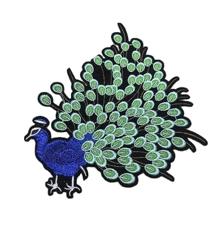 Gestickte Aufnäher, gestickte Aufkleber, 2 STK. Pfau Cheongsam Großes Bügelbild Große Stickflecken for Kleidung Applikation Patches Abzeichen Stickflecken Lustig von HYQOUKLR