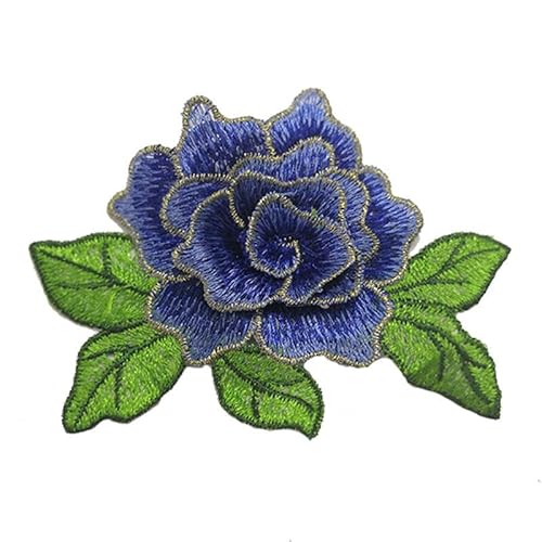 Gestickte Aufnäher, gestickte Aufkleber, 5 Stück kleine blaue Blumenblüten-Stickerei-Aufnäher for Aufbügeln, chinesische Applikationen for Kleidung, Aufnäher for Jeans, Stoff von HYQOUKLR