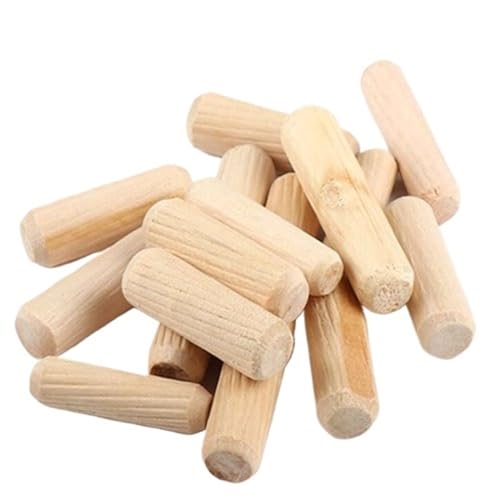 HYQOUKLR Holzdübel Massiv Hart, Möbelbeschlag M6/M8/M10 * L mm Schrank Schublade rund geriffelt Holz Handwerk Dübel Stifte Stangen Set(6x30mm 100Pcs) von HYQOUKLR