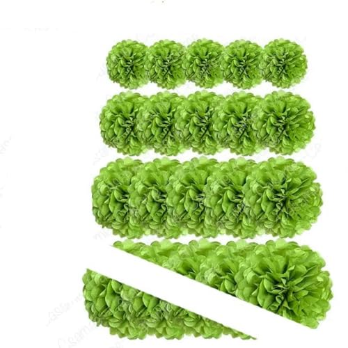 Papier Laterne, Papier pom poms Dekorationen, 20 Stück Pompons aus Seidenpapier, Pompons, Blumenbälle for Hochzeit, Raumdekoration, Partyzubehör, DIY, weiße hängende Papierblumen(Avocado Green) von HYQOUKLR