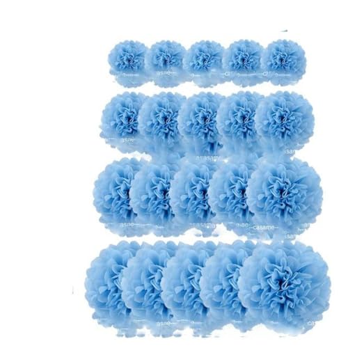 Papier Laterne, Papier pom poms Dekorationen, 20 Stück Pompons aus Seidenpapier, Pompons, Blumenbälle for Hochzeit, Raumdekoration, Partyzubehör, DIY, weiße hängende Papierblumen(Blauw) von HYQOUKLR