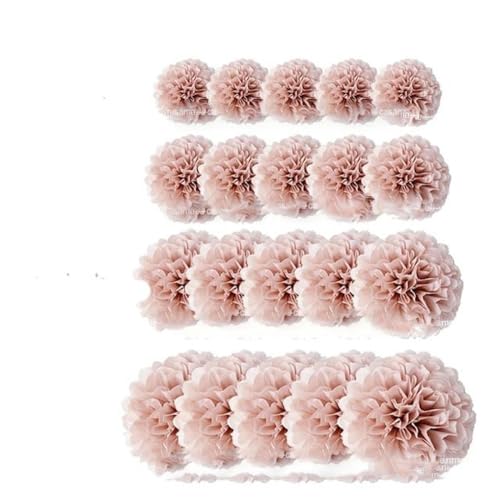 Papier Laterne, Papier pom poms Dekorationen, 20 Stück Pompons aus Seidenpapier, Pompons, Blumenbälle for Hochzeit, Raumdekoration, Partyzubehör, DIY, weiße hängende Papierblumen(Dusty pink) von HYQOUKLR