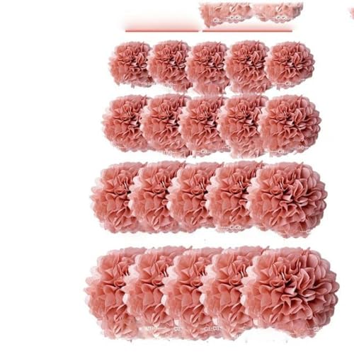 Papier Laterne, Papier pom poms Dekorationen, 20 Stück Pompons aus Seidenpapier, Pompons, Blumenbälle for Hochzeit, Raumdekoration, Partyzubehör, DIY, weiße hängende Papierblumen(Dusty roes) von HYQOUKLR