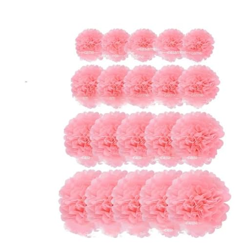 Papier Laterne, Papier pom poms Dekorationen, 20 Stück Pompons aus Seidenpapier, Pompons, Blumenbälle for Hochzeit, Raumdekoration, Partyzubehör, DIY, weiße hängende Papierblumen(Light pink) von HYQOUKLR