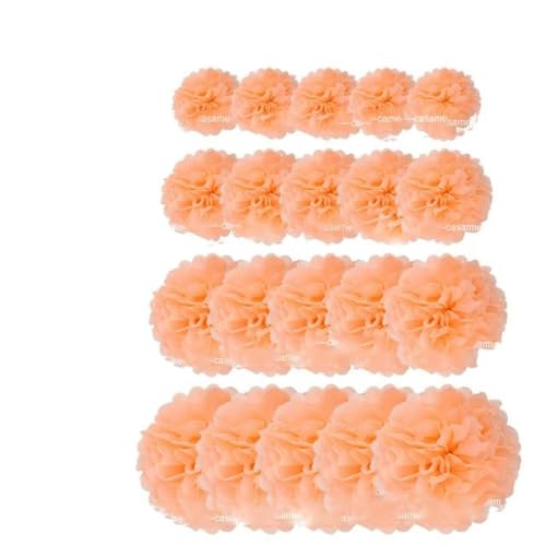 Papier Laterne, Papier pom poms Dekorationen, 20 Stück Pompons aus Seidenpapier, Pompons, Blumenbälle for Hochzeit, Raumdekoration, Partyzubehör, DIY, weiße hängende Papierblumen(Peach orange) von HYQOUKLR