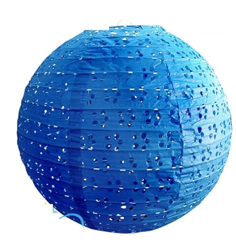 Papier Laterne, Papier pom poms Dekorationen, 8 zoll = 20 cm 5 teile/los Handgemachte Runde Öse Spitze Look Papier Laternen Hängen Hochzeit Geburtstag Party Urlaub Dekorationen(Dark Blue) von HYQOUKLR